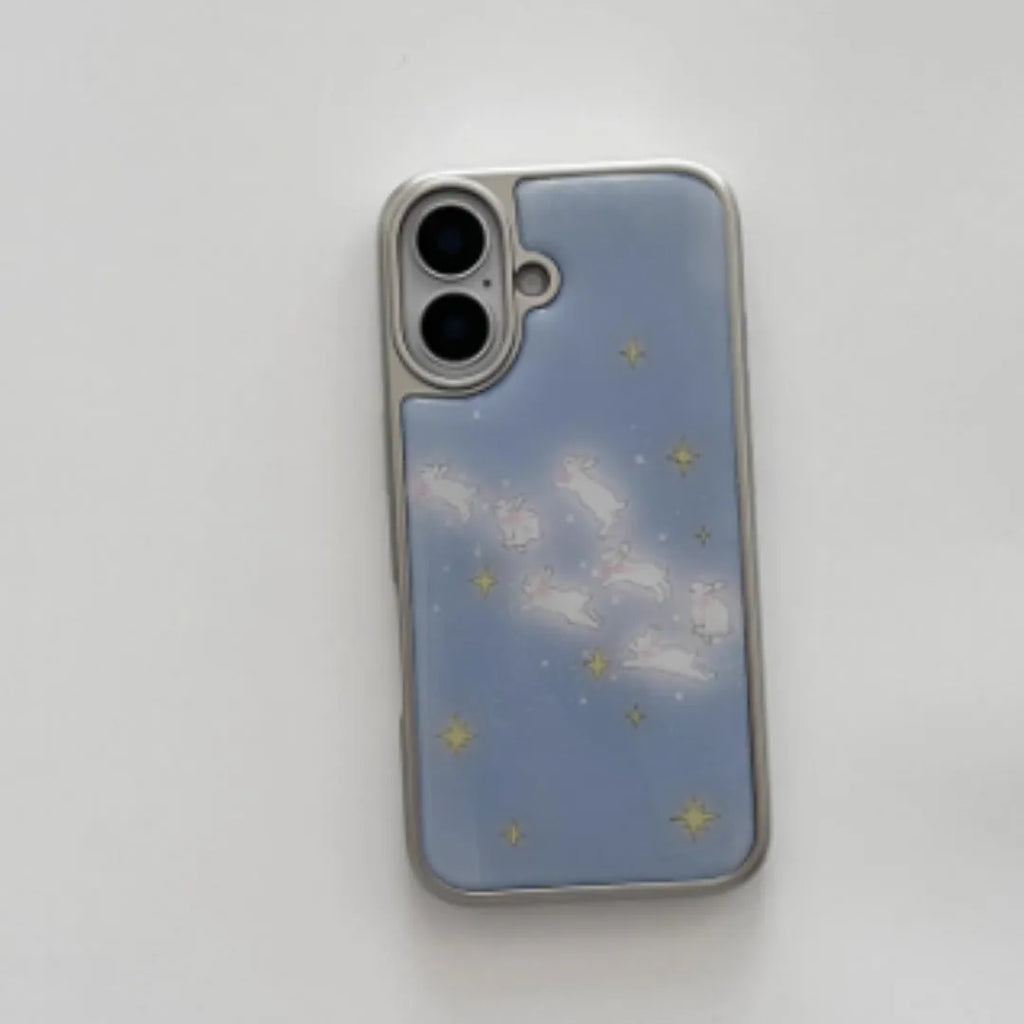 Soft rubber phone case with cute star bunny design in brown bear colour, compatible with iPhone 15 Pro Max.