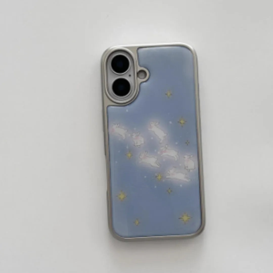 Soft rubber phone case with cute star bunny design in brown bear colour, compatible with iPhone 15 Pro Max.