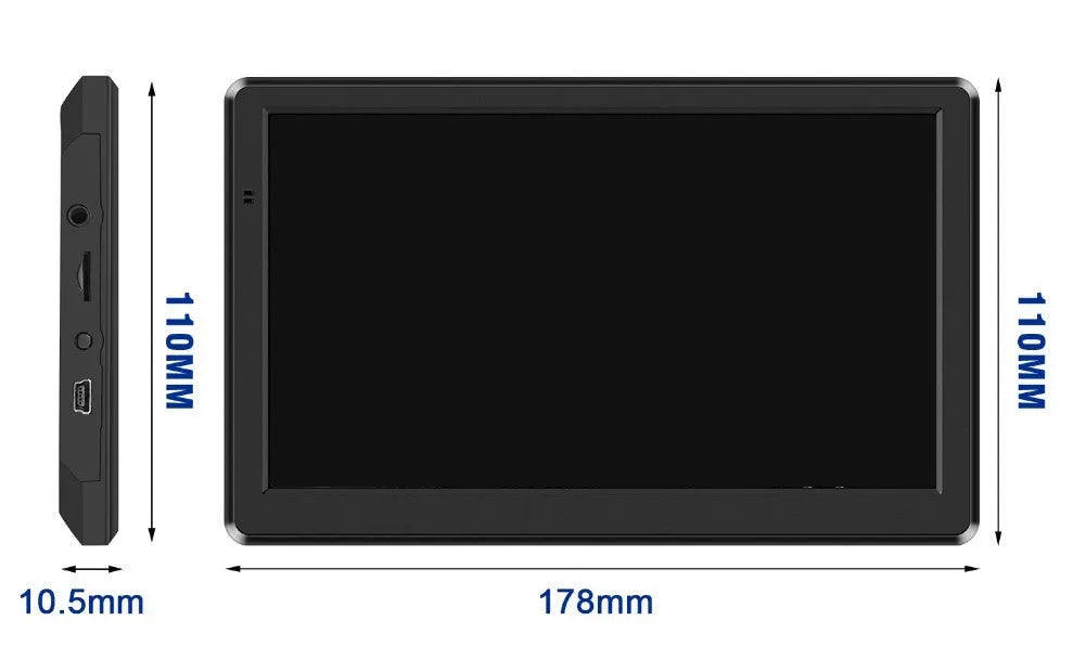 7-inch portable car GPS navigation device with touch screen on dashboard bracket