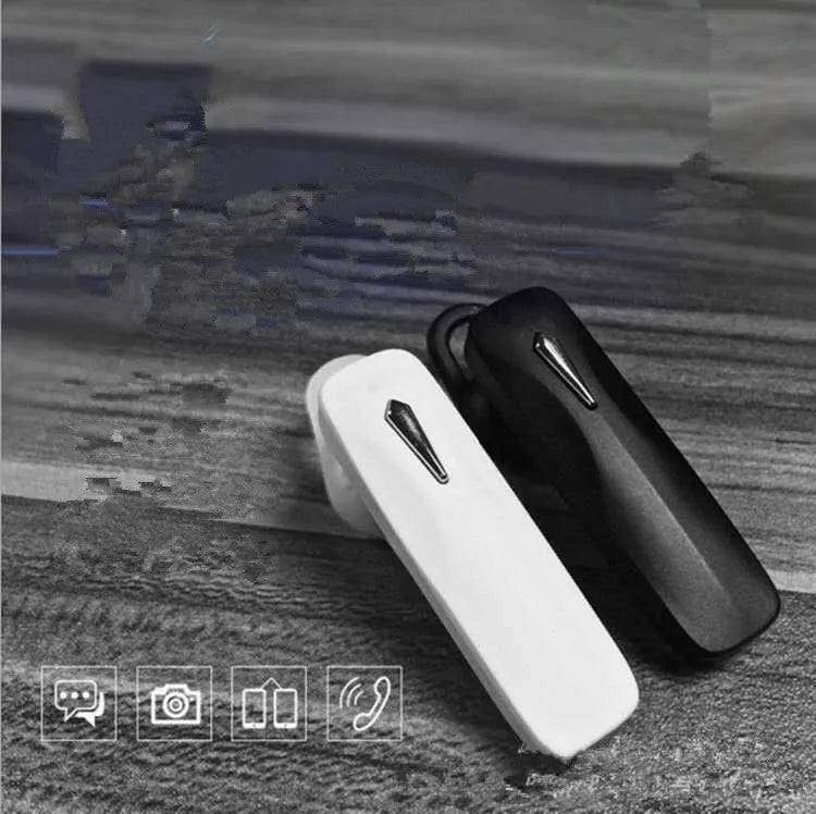 M163 black or white car Bluetooth headset with call and music controls.