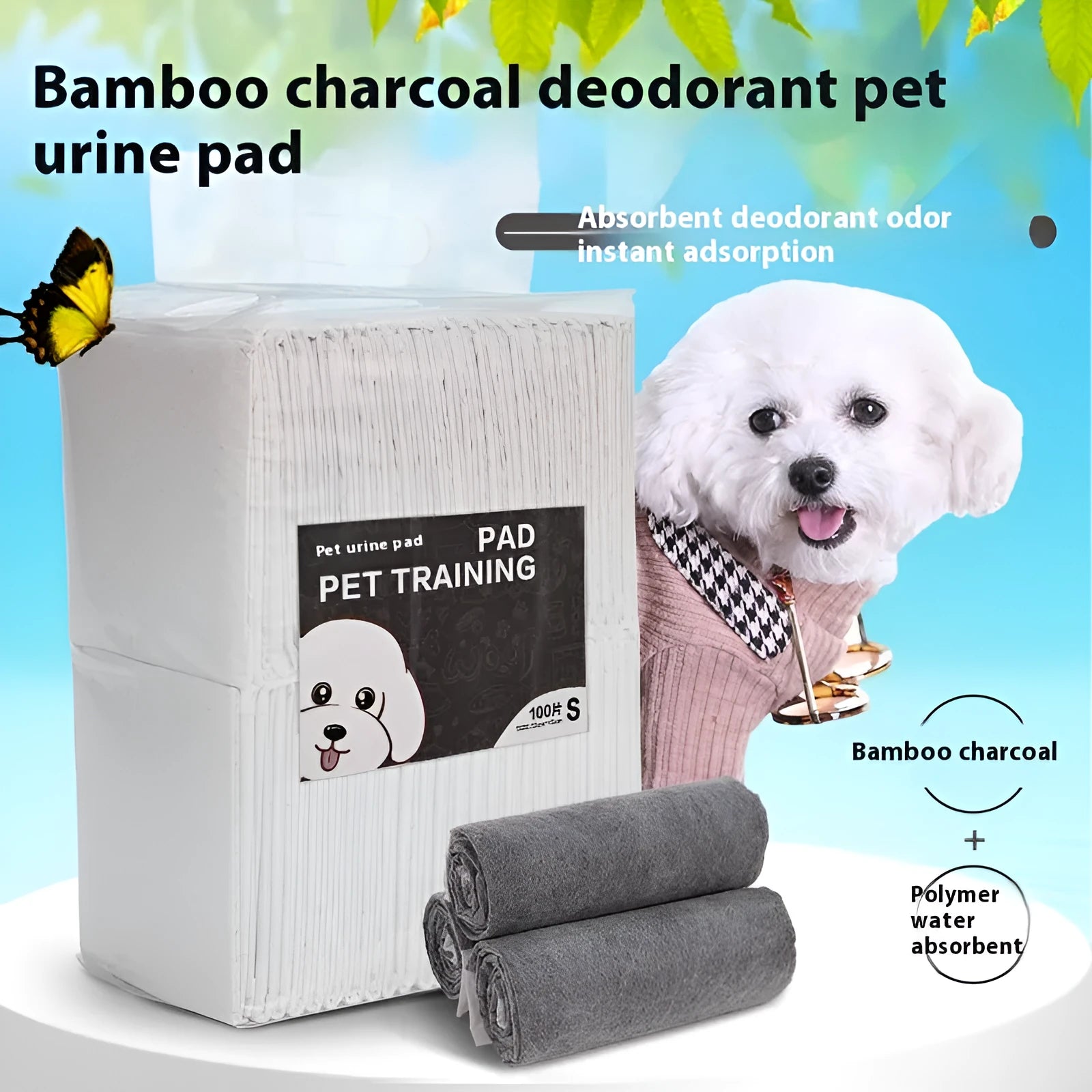 Pack of pet urinal pads showing different sizes and model types for dog and cat incontinence