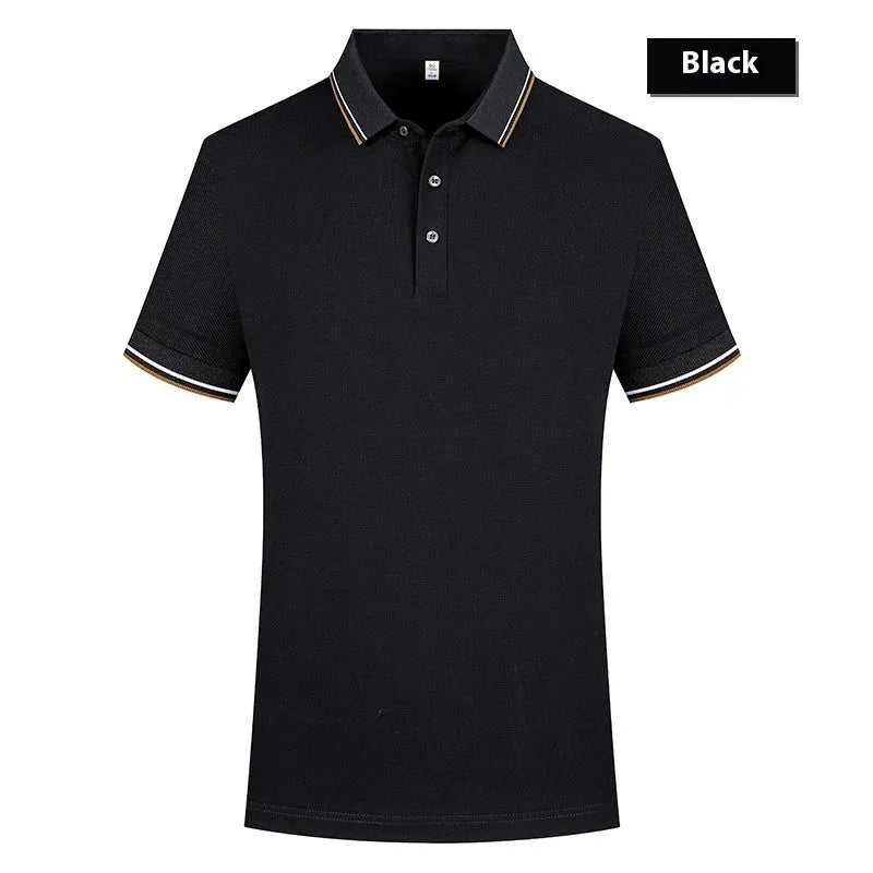 Polo shirt lapel short sleeve in pearl cotton, regular fit, available in multiple colours including white and black