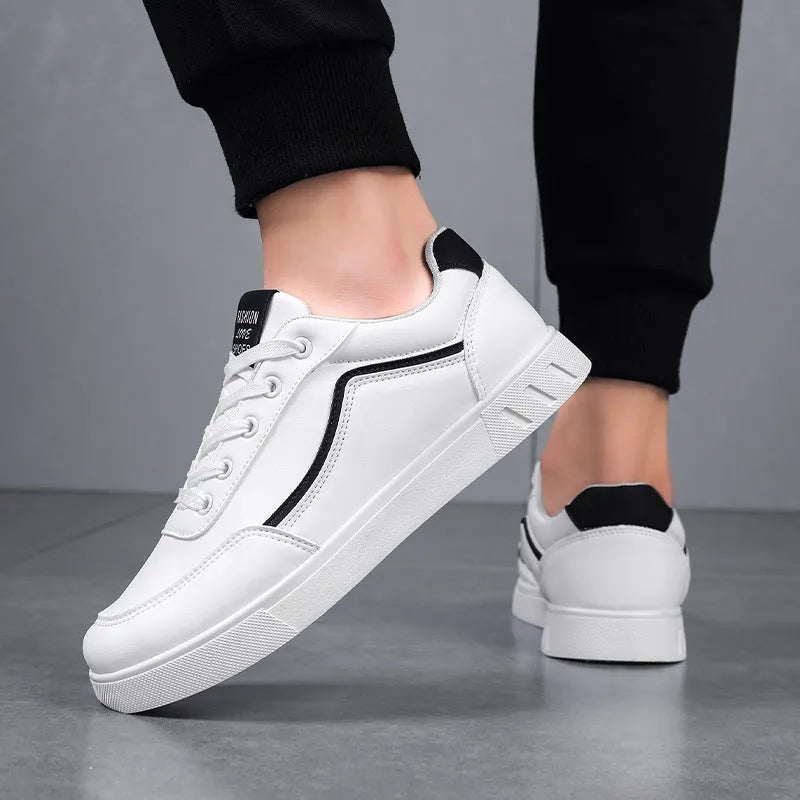 Black and white board shoes with mesh lining and rubber soles for casual wear