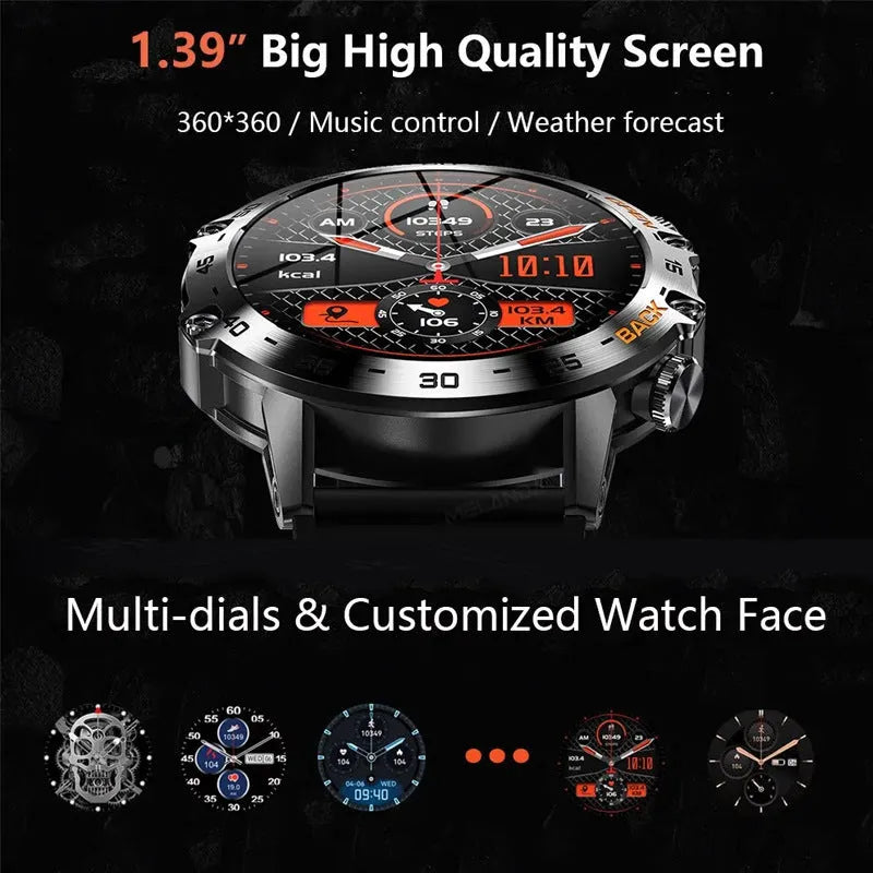 Bluetooth calling smart watch with touch screen and multiple colour options for outdoor use