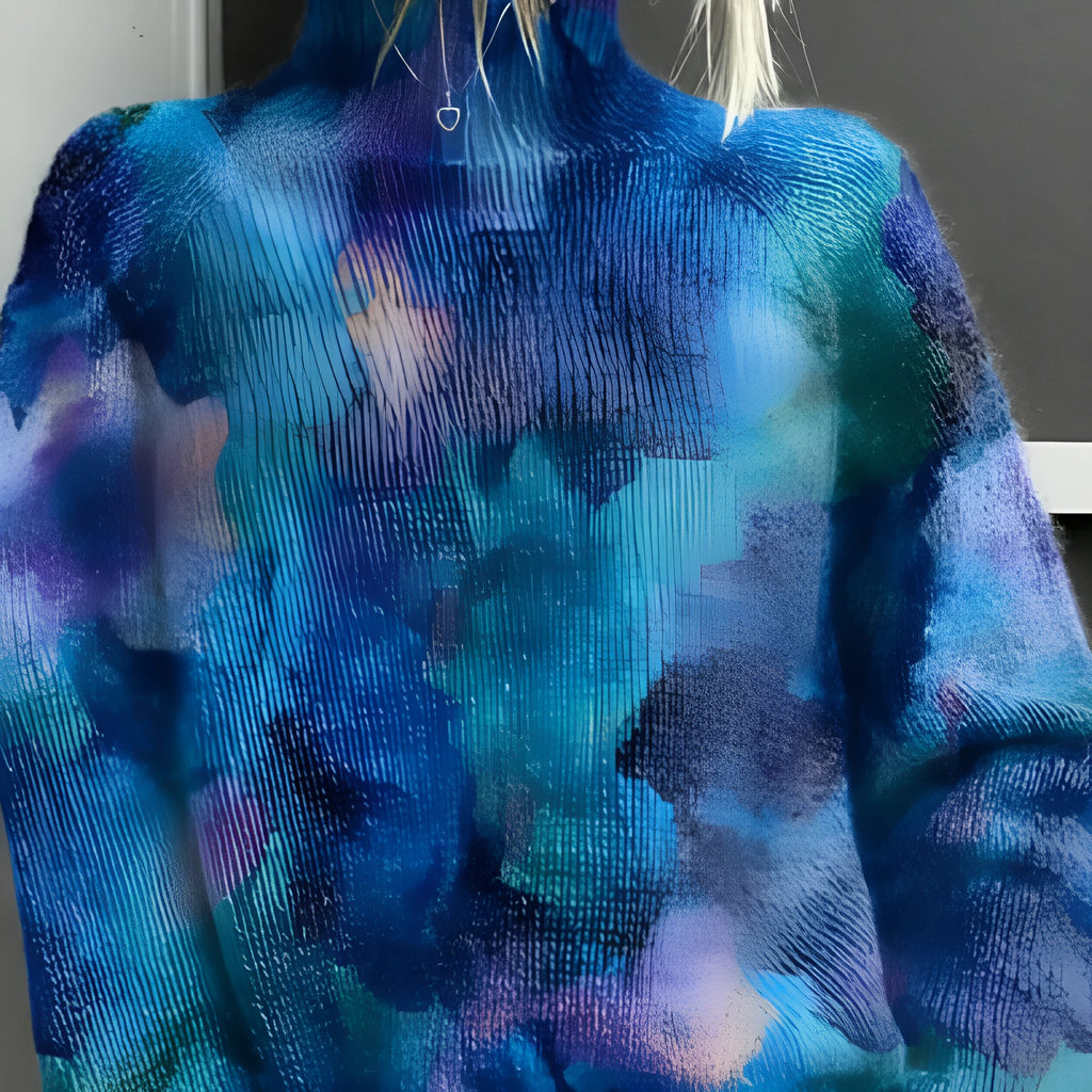 Women's abstract Christmas print casual top in polyester fabric