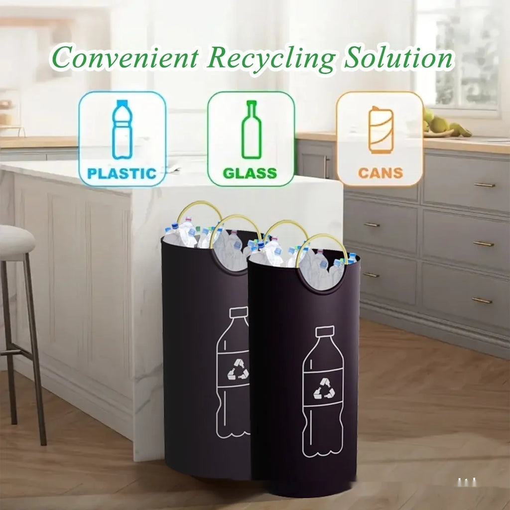 Round portable PP plastic trash can measuring 38x72cm with pattern and plain colour options