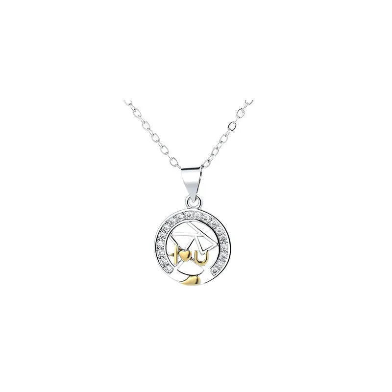 Sun Moon Tooth Couple Necklace with copper pendants on cross chain for men and women