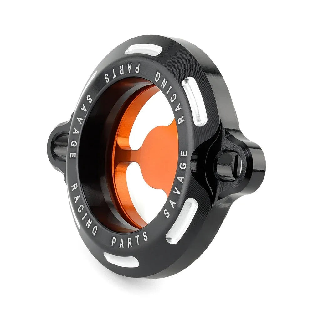 Clear aluminium oil filter cover for KTM Duke motorcycle engines