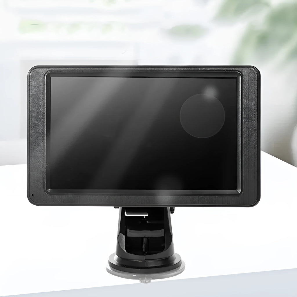 7-inch vehicle MP5 player with LCD screen and mounting bracket on black background