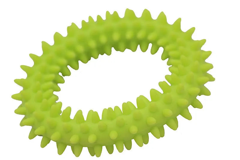 Blue TPR spiky circle ring dog chew toy for dental cleaning and bite training