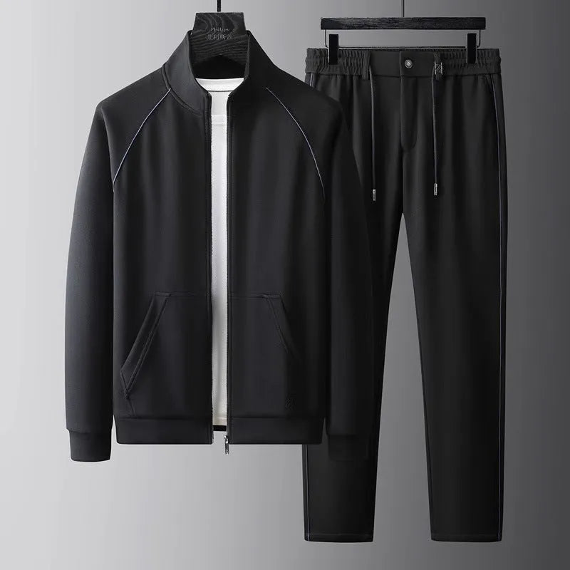 Men's stand collar sports suit in slim fit with coordinating pants
