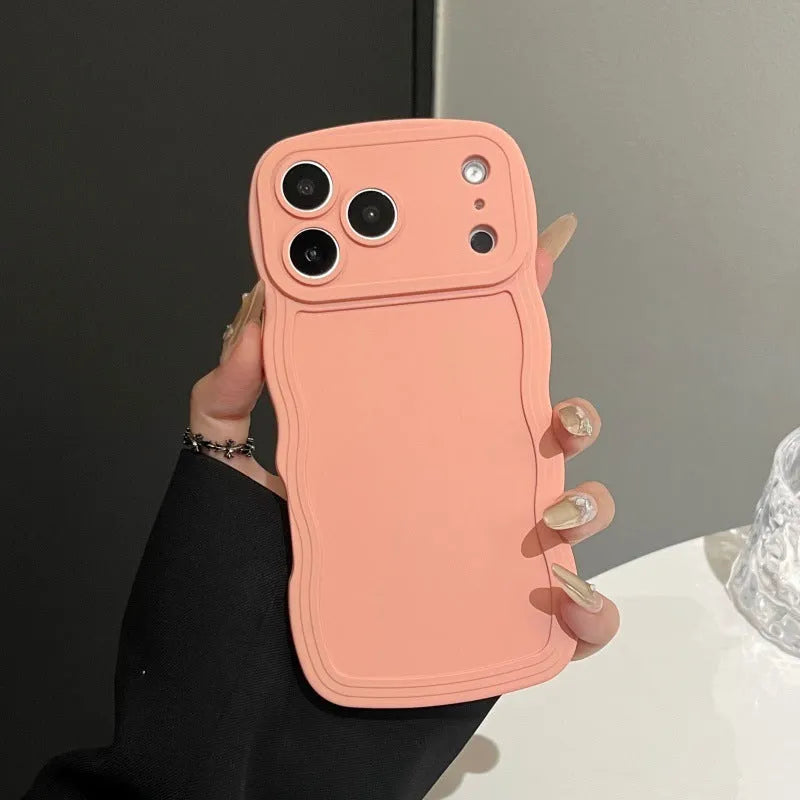 Antique white liquid big wave TPU phone case with embossed texture for iPhone