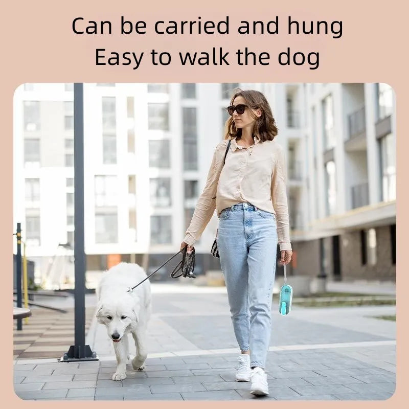 Portable dog water bottle with foldable drinking bowl in blue, grey or pink colours for outdoor pet walking