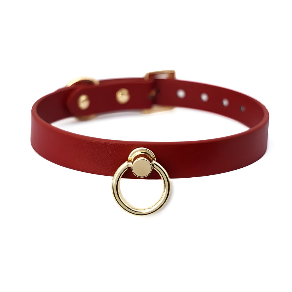 Genuine cowhide leather dog collar with brass D-ring and matching pull lead for large breeds.