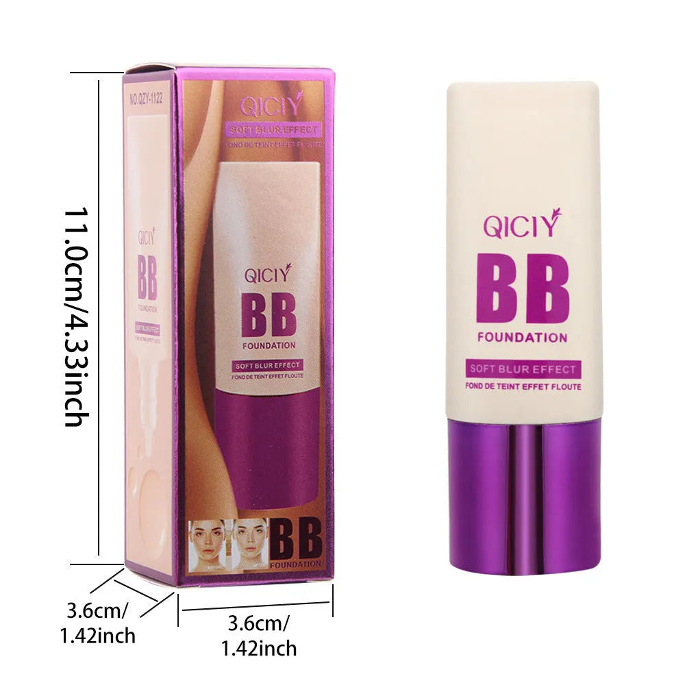 BB cream foundation in feeding bottle tube with ten colour shade options for brightening coverage