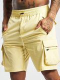 Men's black quick-dry sports shorts with elastic fabric for running and fitness activities
