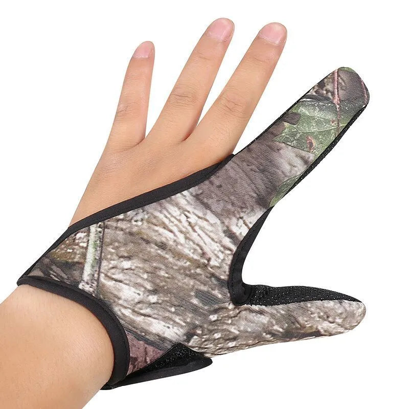 Two-finger fishing glove for tackle handling in blue, made from dive cloth and microfiber palm.