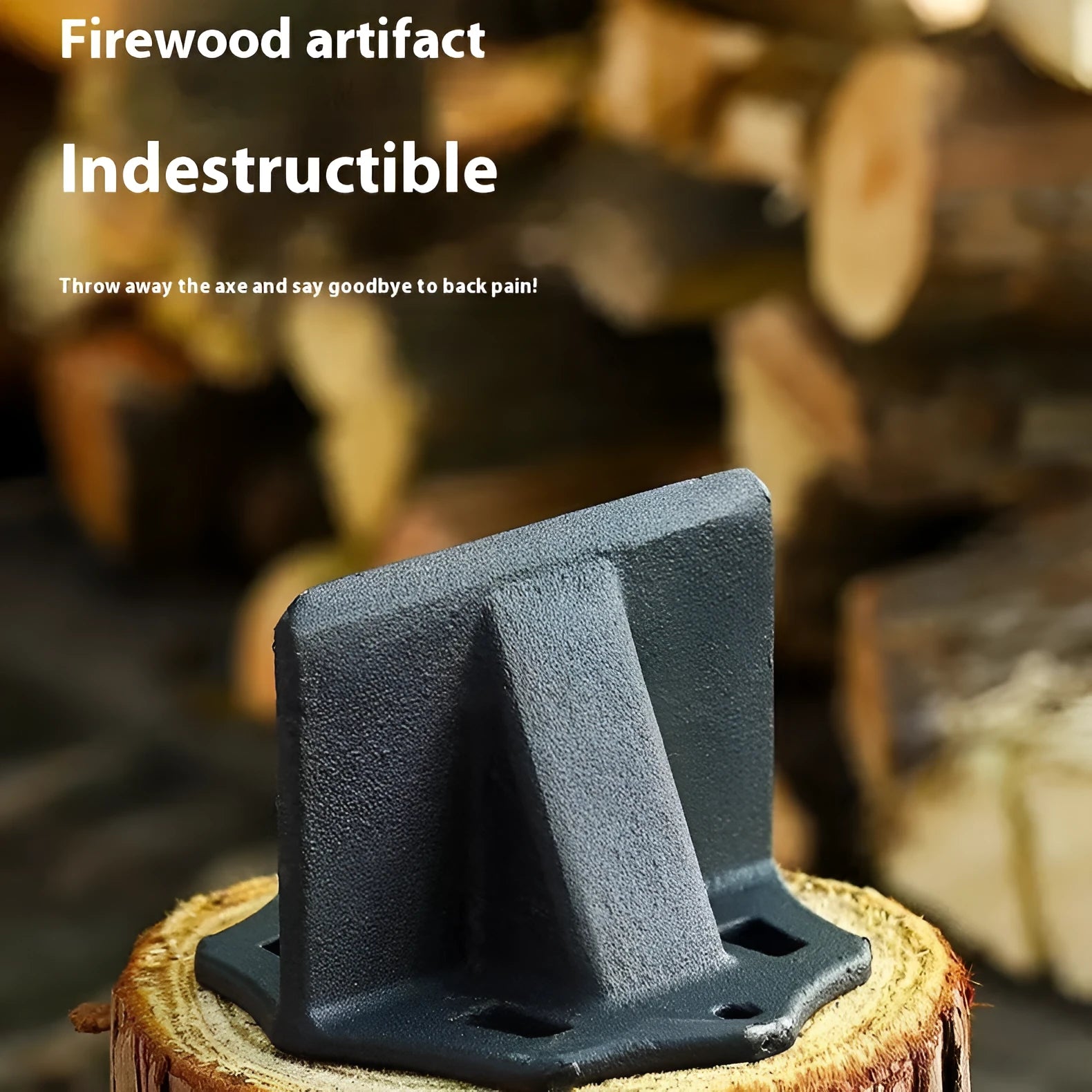Small square cast iron wood splitter tool for household outdoor use