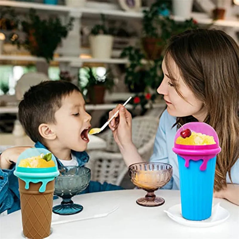 500ml blue quick-freeze slushy maker cup for homemade smoothies