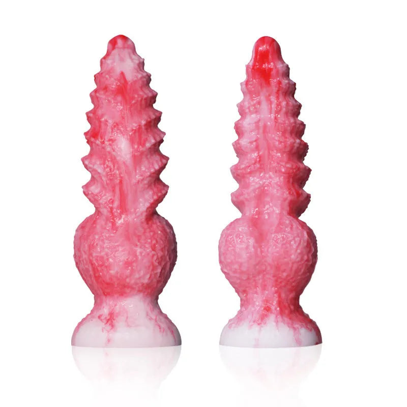 Pink shaped penis masturbation device in platinum silicone with berserker size options
