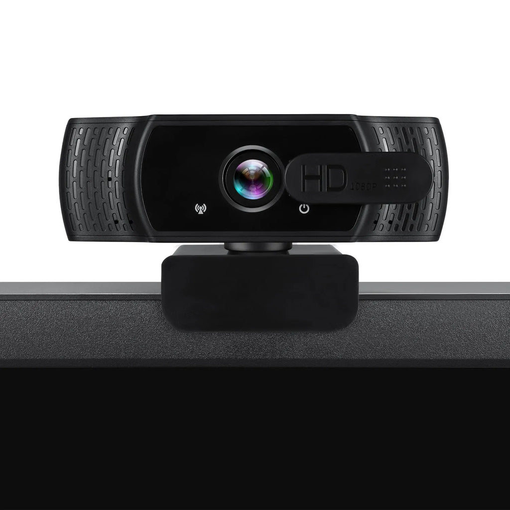 Black USB computer camera with universal clip for laptops and monitors