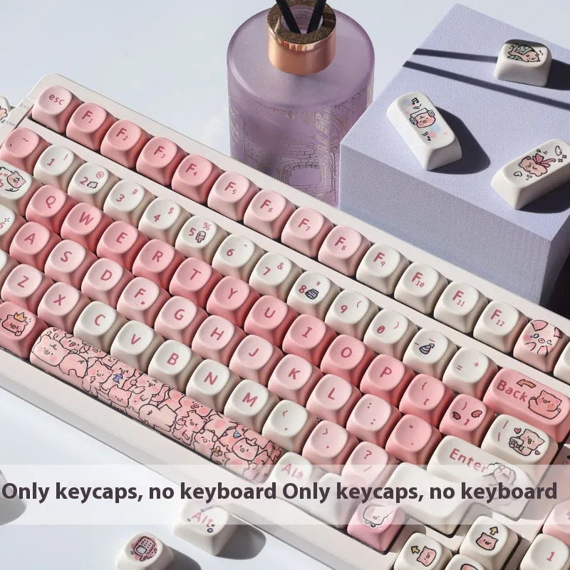 Pink fragrant pig design PBT plastic key cap for mechanical keyboards with MOA profile