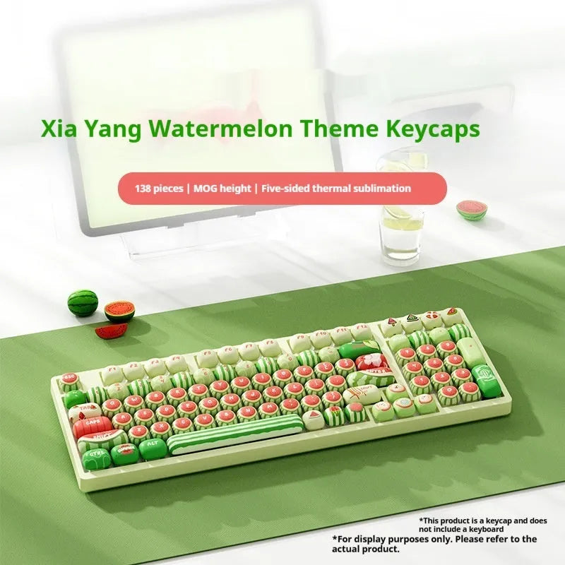 Watermelon and blue PBT keycap set for mechanical keyboards with sublimation print.