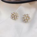 Women's Korean style fruit earrings in alloy with electroplated gold, pearl flower, silver and starfish pearl colours