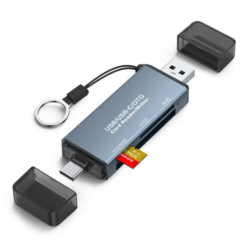 Aluminium alloy CF SD TF three-in-one USB card reader on a desk