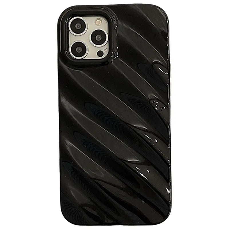 Ins style pleated iPhone case with laser electroplated metallic finish in silicone