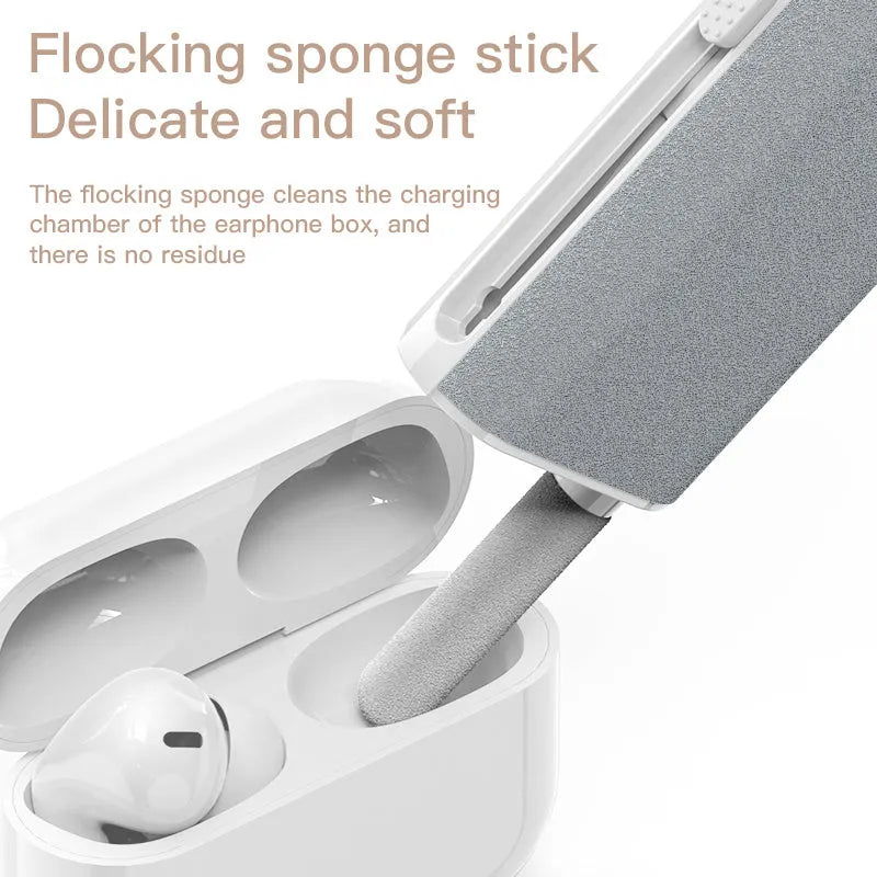 5-in-1 digital device cleaning kit with flocking sponge, brush and metal pen tip