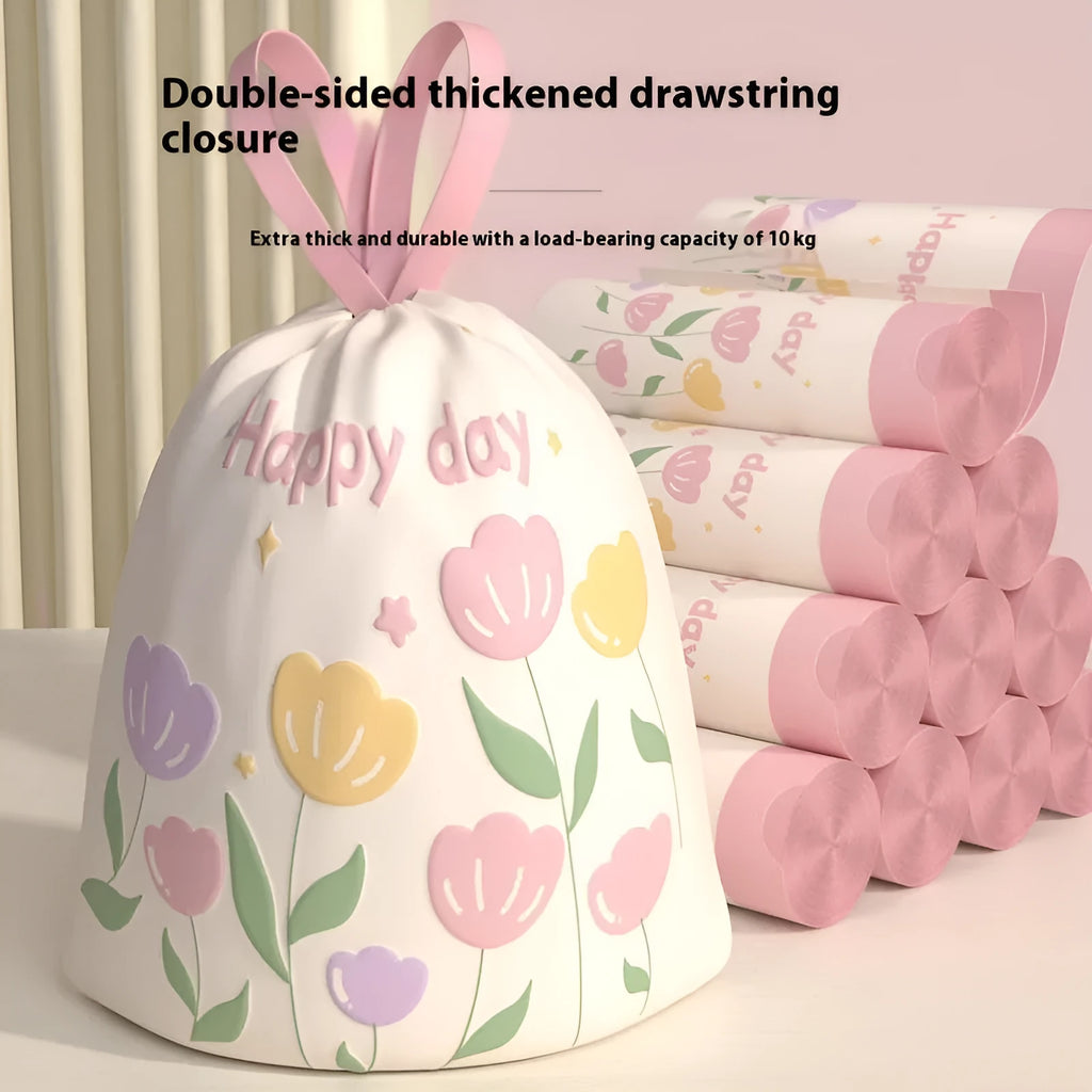 Pink drawstring garbage bags with argy wormwood for mosquito repellent, sized 44cm by 48cm.