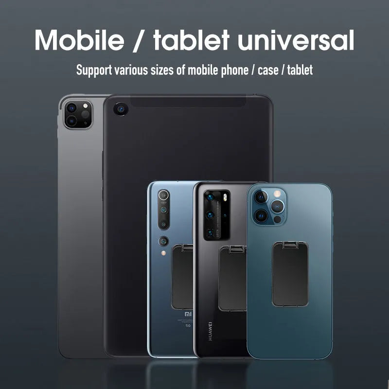 Silver foldable mobile phone holder with magnetic bracket showing adjustable viewing angles
