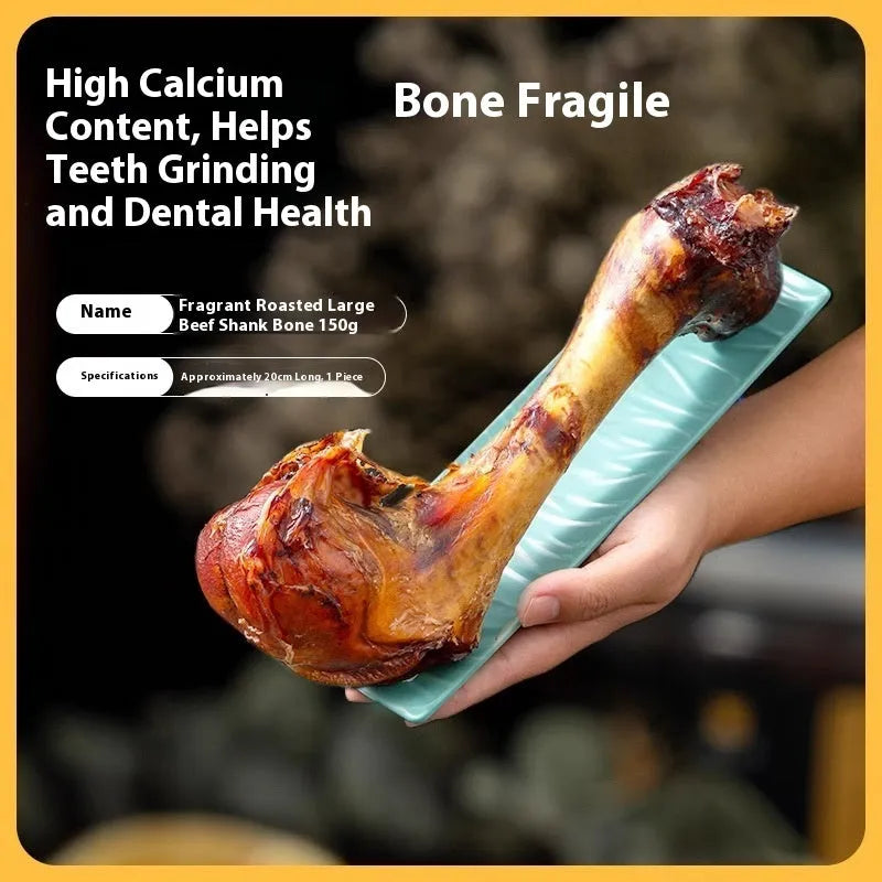 A high-calcium roasted ox bone flavour molar rod chew for puppies, shown in large, medium, and small sizes.