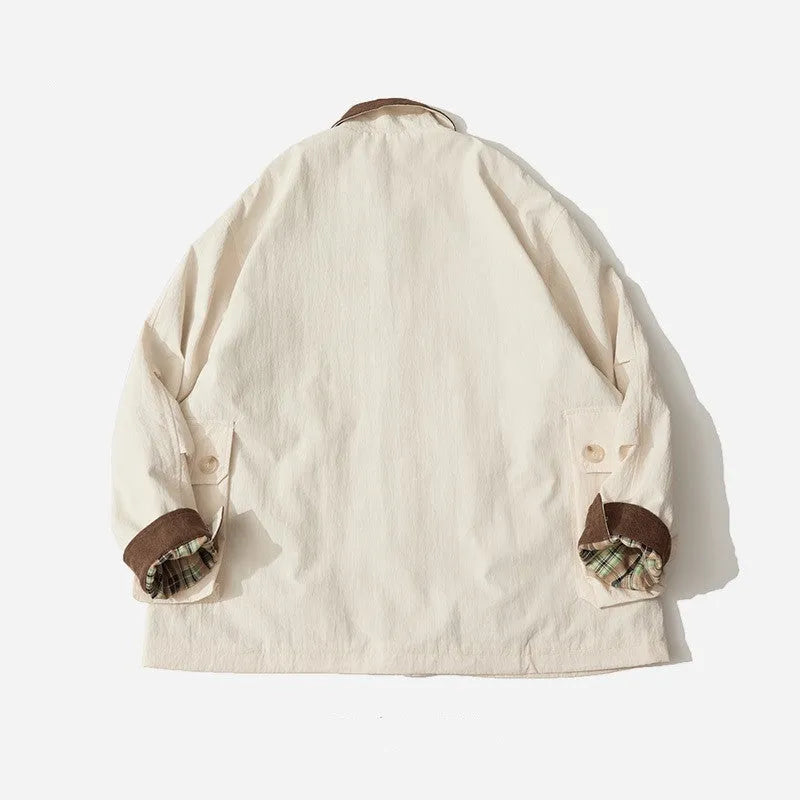 Green and apricot casual jacket for men and women with side seam pockets