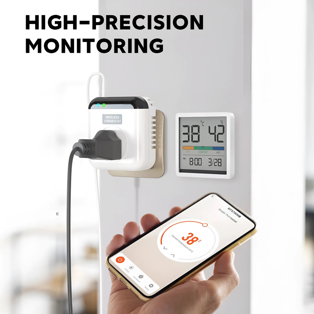 White European smart thermostatic socket with remote and voice control for heating appliances