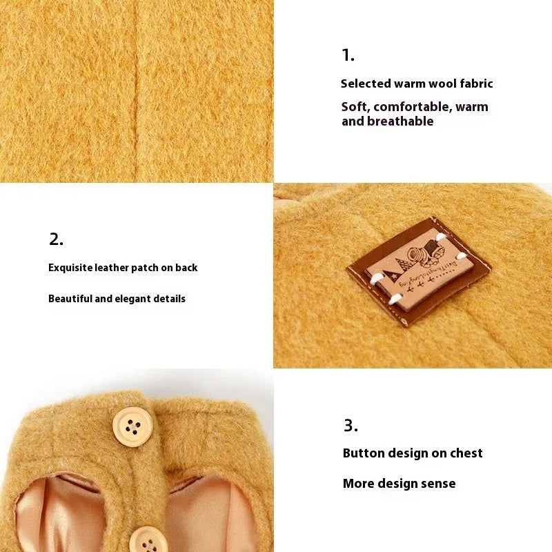 Cotton Korean-style dog vest in blue cashmere colour on small dog, showing casual knit design