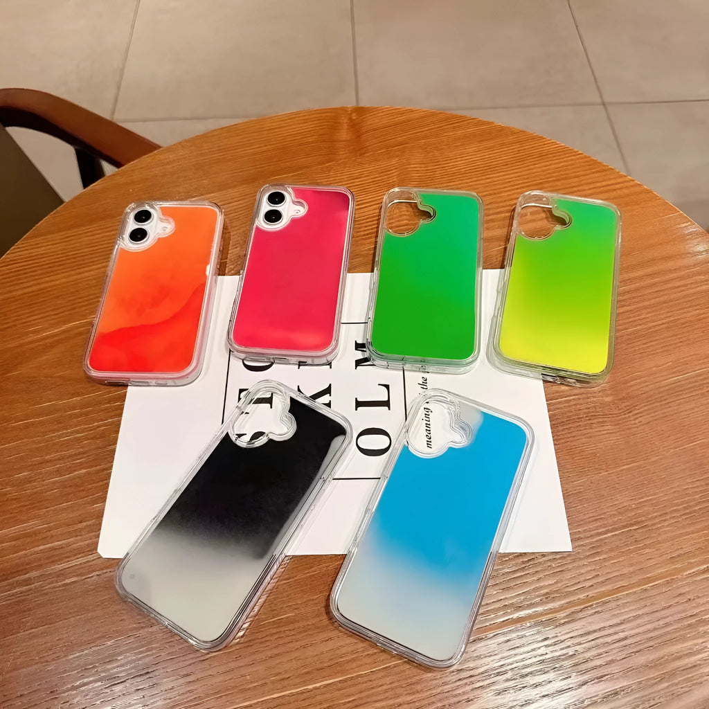 Luminous glitter powder quicksand hard shell phone case for iPhone 13 and 14 in Blue colour