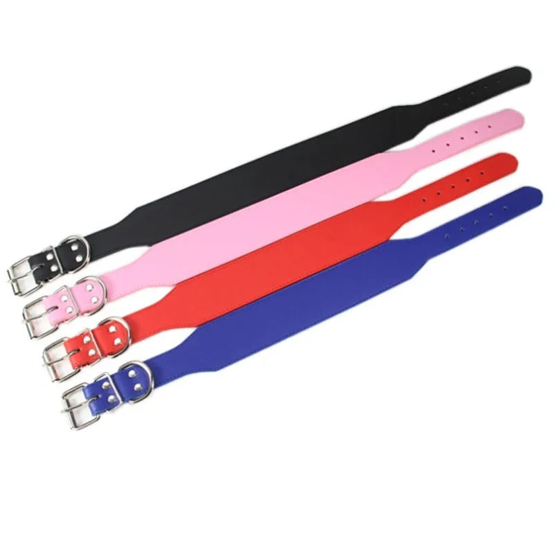 Fish pattern leather anti-break dog collar in red, blue, black, pink or brown with adjustable sizing