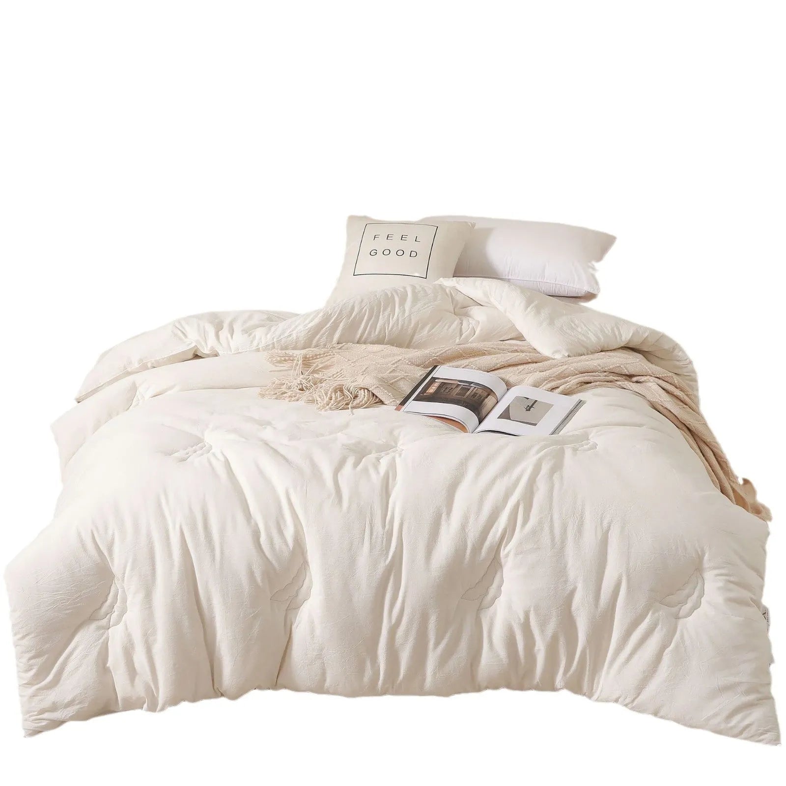 Soybean fibre pure cotton quilt in grey colour showing twill weave texture with size and weight options displayed