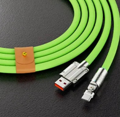Mecha Elbow 180 Rotating Data Cable with zinc alloy connector in orange, 2m length