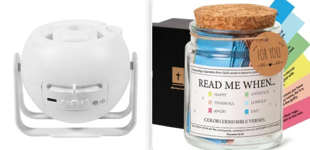 Starry sky projection lamp wireless white noise machine with six projection cards and USB cable