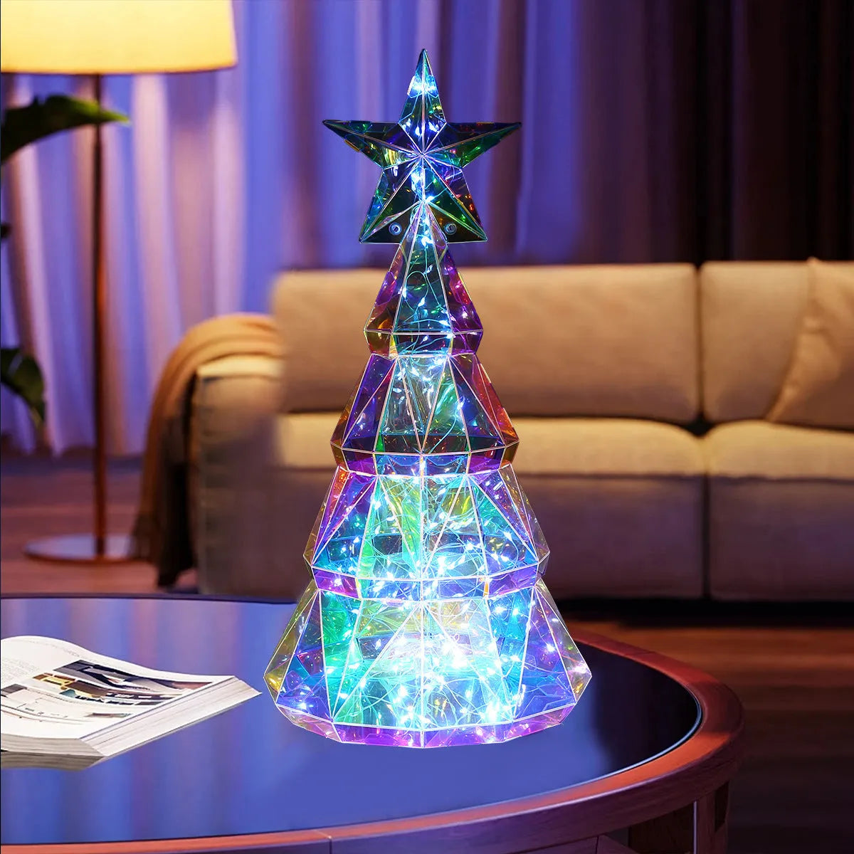 Colourful cartoon Christmas tree light decoration with luminous feature measuring 14.5x4.8x20cm