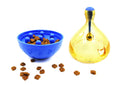 Blue Tumbler Food Leaker dog toy ball with bell for small and medium dogs