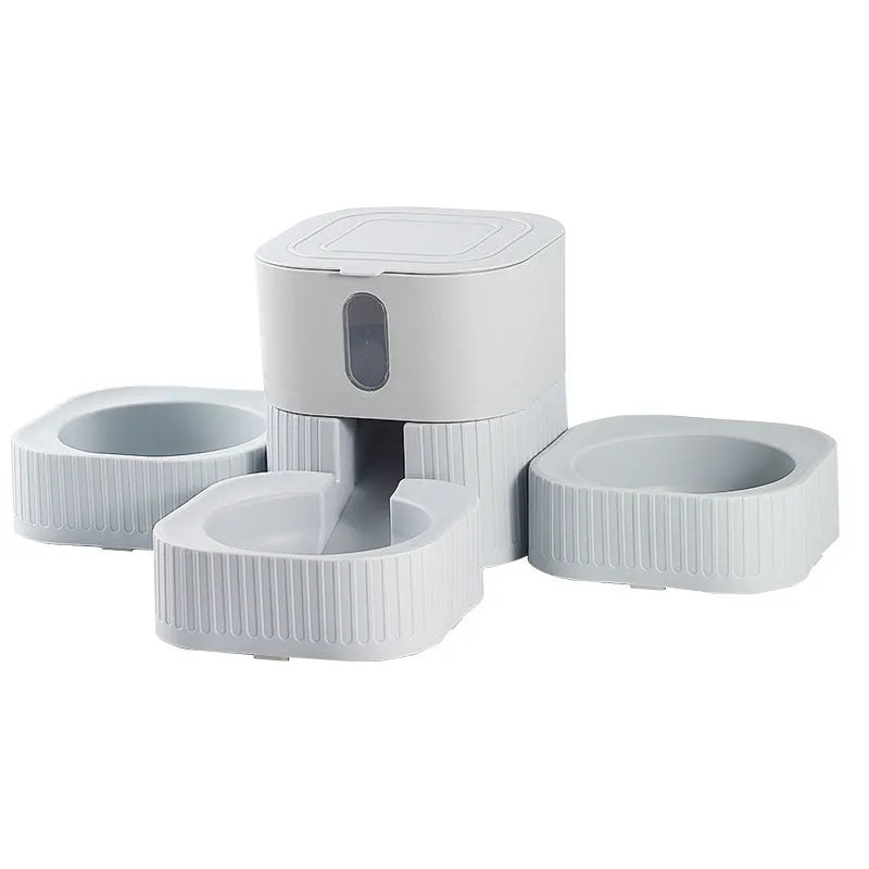 Automatic pet feeder in cloud white with removable washable bowl and digital display