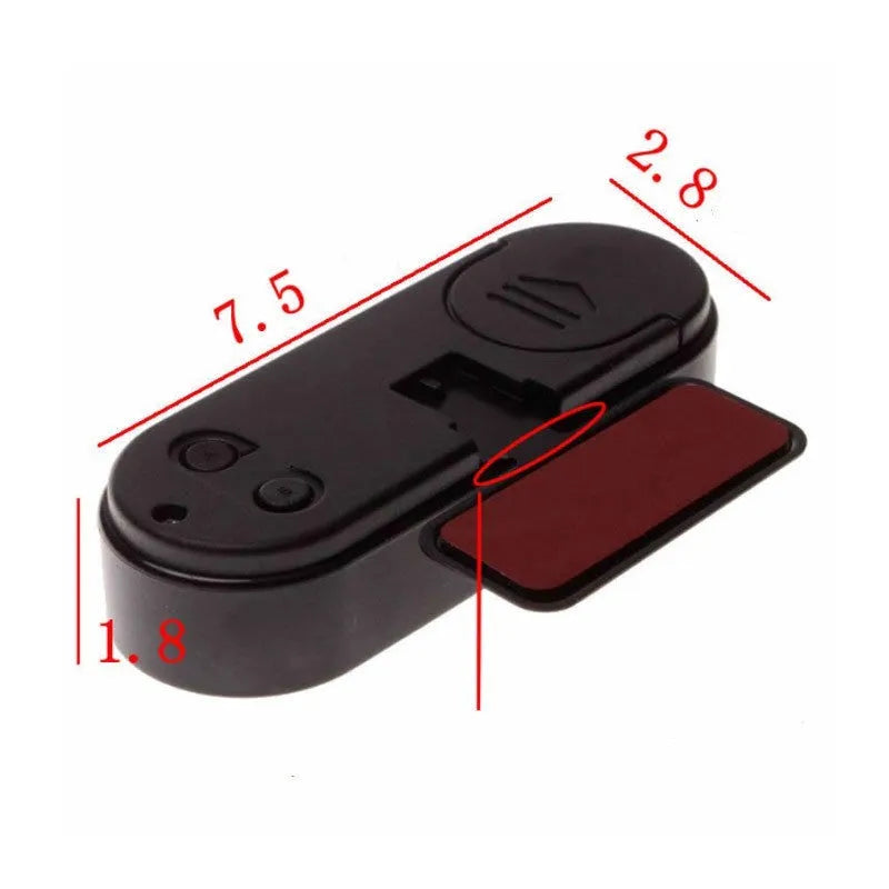 Black car digital clock and thermometer with LED display on adjustable bracket.