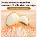 Golden yellow rechargeable electric scraping plate for hot compress and vibration massage therapy.