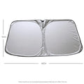 Aluminium foil car sunshade in titanium silver colour, folded flat.