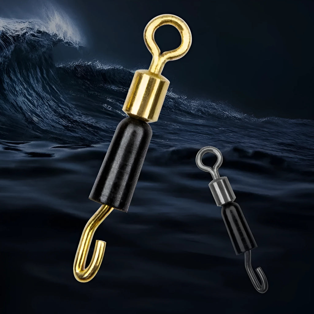 Fishing swivel pin wire clip connector with silicone opening mechanism