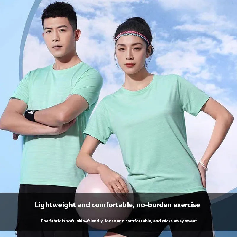 Crystal silk round neck T-shirt in polyester spandex fabric for leisure wear